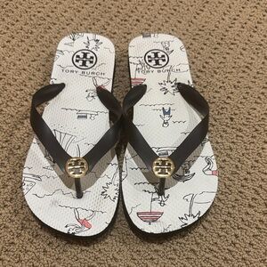 Tory Burch Black and White Flip Flop Sandals